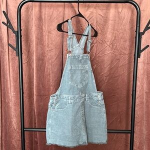 Gray blue corduroy overall skirt